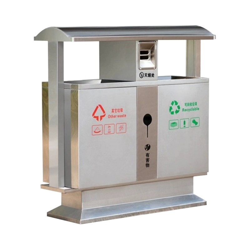 王室(WANGSHI)不锈钢分类回收垃圾桶 户外垃圾箱 市政环卫分类垃圾桶景点物业分类垃圾箱