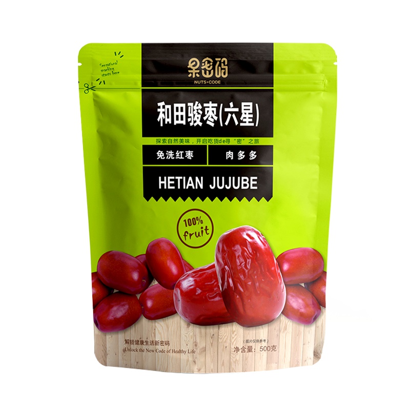 事农果密码系列新疆和田骏枣六星肉多多500g(休闲零食)