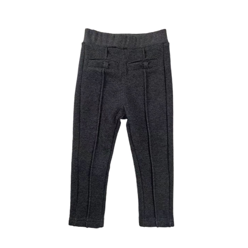 安笛贝乐女童加绒长裤简约童裤深麻灰90-120cm