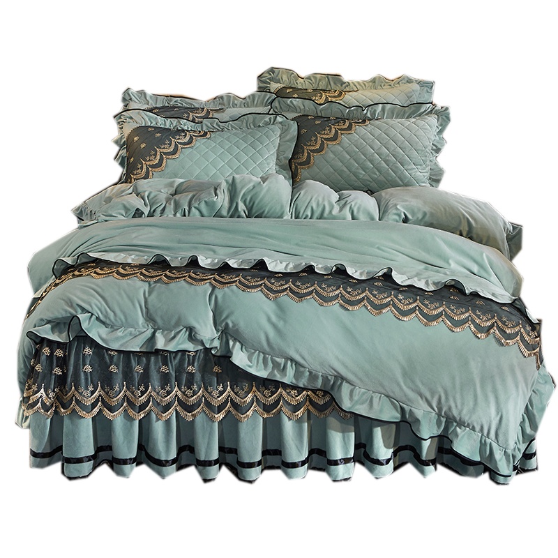 吉岳Giyou水晶绒夹棉床裙四件套 加厚夹棉新增花色