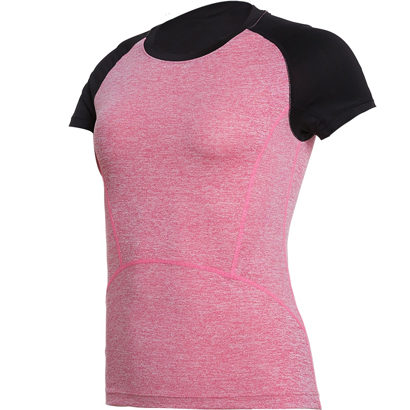 范斯蒂克 运动上衣女短袖健身速干衣健身房跑步训练透气罩衫T恤紧身瑜伽服