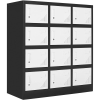 震海十二门储物柜黑套白鞋柜办公室铁衣柜宿舍衣柜家用员工宿舍存包柜钢制更衣箱简易办公衣柜