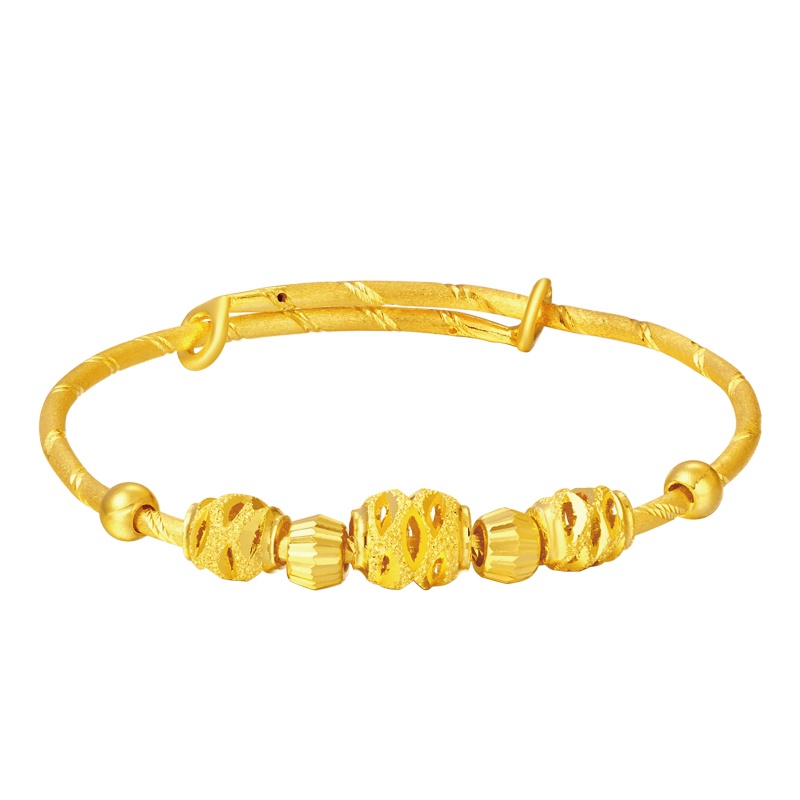 周大福儿童首饰车花黄金手镯计价（工费68元）F170283