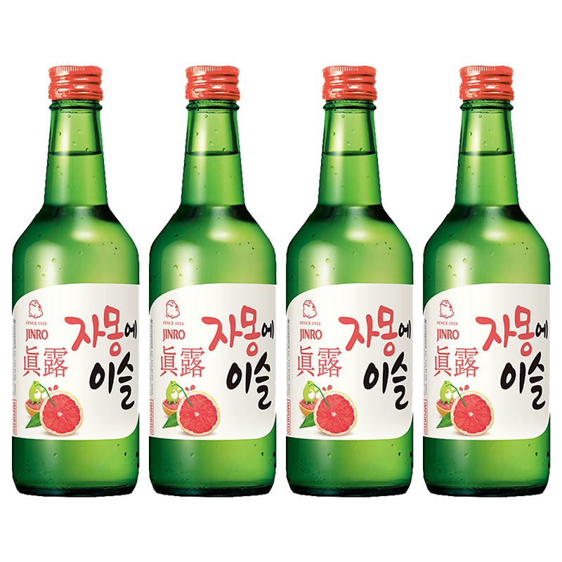韩国进口真露西柚味烧酒13度360ml*4瓶果味清酒利口预调鸡尾酒