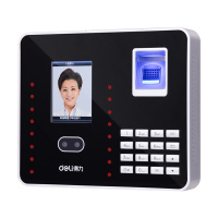 得力(deli)3969人脸识别+指纹式打卡机面部识别指纹考勤机上班签到机U盘+局域网自动生表2.8英寸彩屏