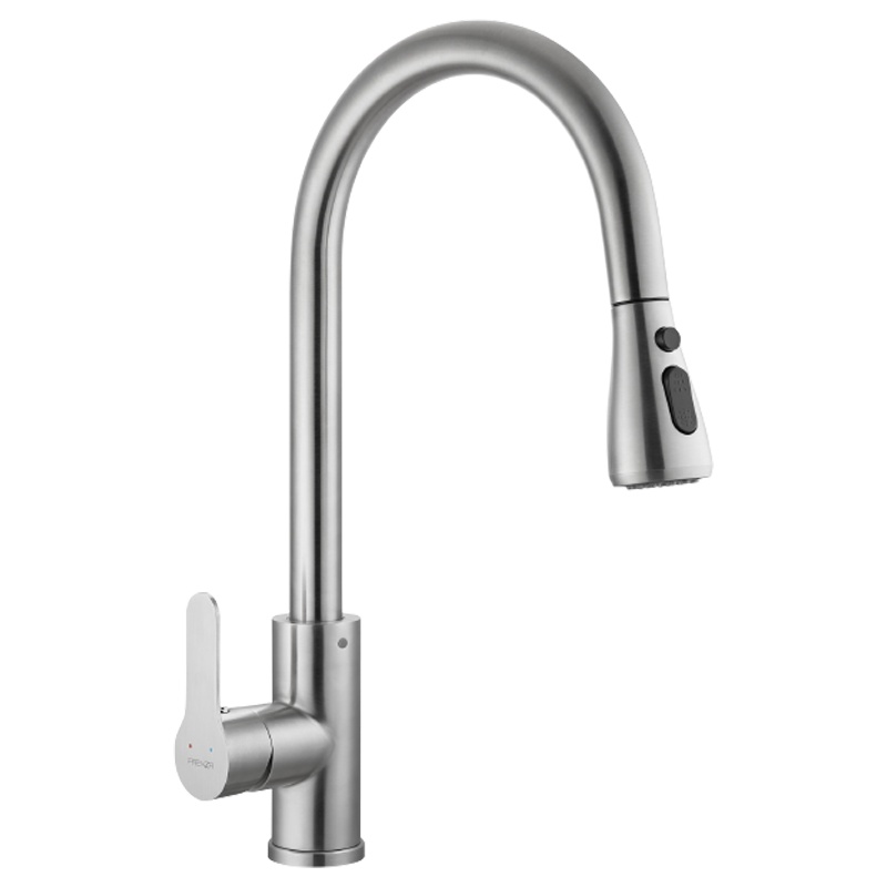 法恩莎卫浴官方旗舰厨房水龙头冷热不锈钢可旋转抽拉菜盆水槽龙头 FE06012SS[厨房龙头]