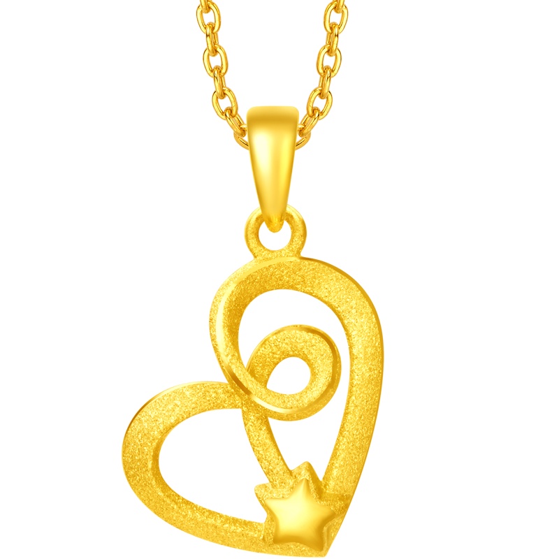 周大福珠宝首饰心形足金金饰品吊坠计价（工费58元）F216831