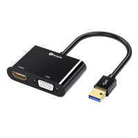 毕亚兹 USB3.0转HDMI+VGA转接头 电脑视频转换头