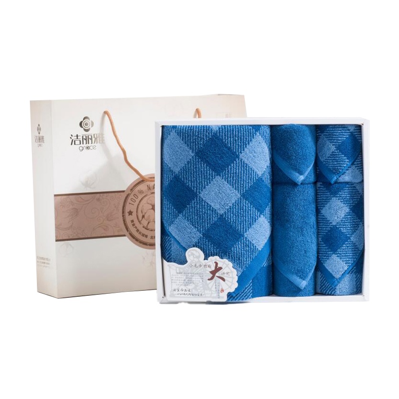 洁丽雅 秀色-7 DX0692 1条浴巾2条毛巾2条方巾 棉桃礼盒+手提袋 颜色随机(单位:盒)