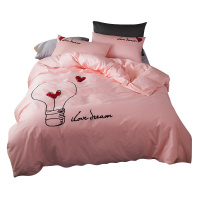 季丝影家纺 60S贡缎全棉刺绣四件套简约时尚床上用品 独特刺绣 被套床单200*230cm 1.5-1.8米床