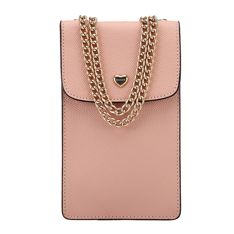 COACH 蔻驰 手拿包 女士粉色皮质手拿单肩斜挎两用包