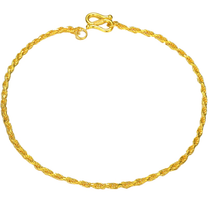 周大生黄金饰品黄金手链女款足金麻绳手饰 新款正品结婚手饰送女友