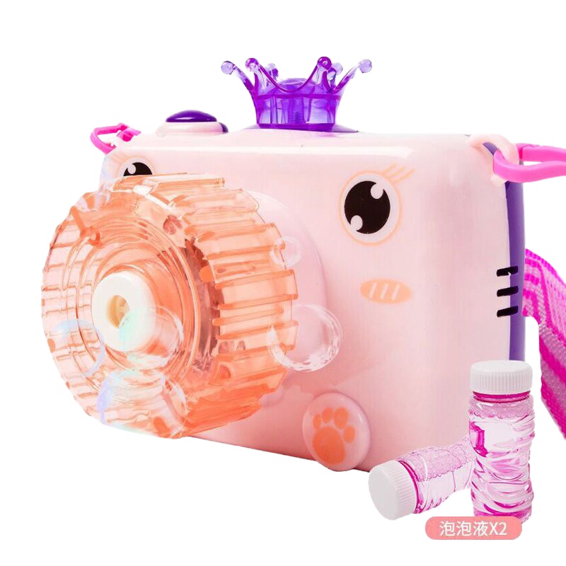 乐缔 电动泡泡机 儿童泡泡玩具男孩女孩 吹泡泡棒全自动 带灯光音乐抖音同款礼物 相机粉色款