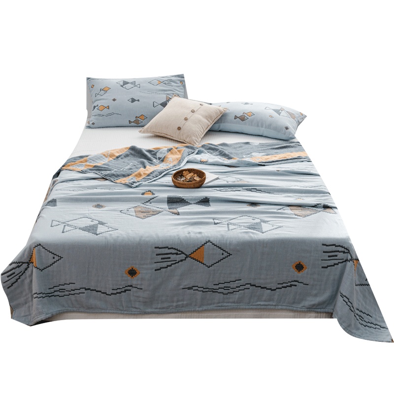 南极人(NanJiren)家纺 纯棉波西米亚风四层纱布毛巾被纯棉薄款被子婴儿童盖毯午睡空调毯