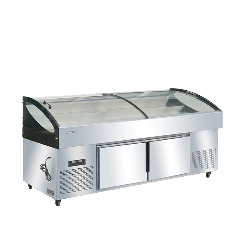 华美(Huamei)2.5米商用卧式展示柜 海鲜市场菜场大容量卧式冰柜 超市冷柜岛柜海鲜岛柜-HD-2500SA2