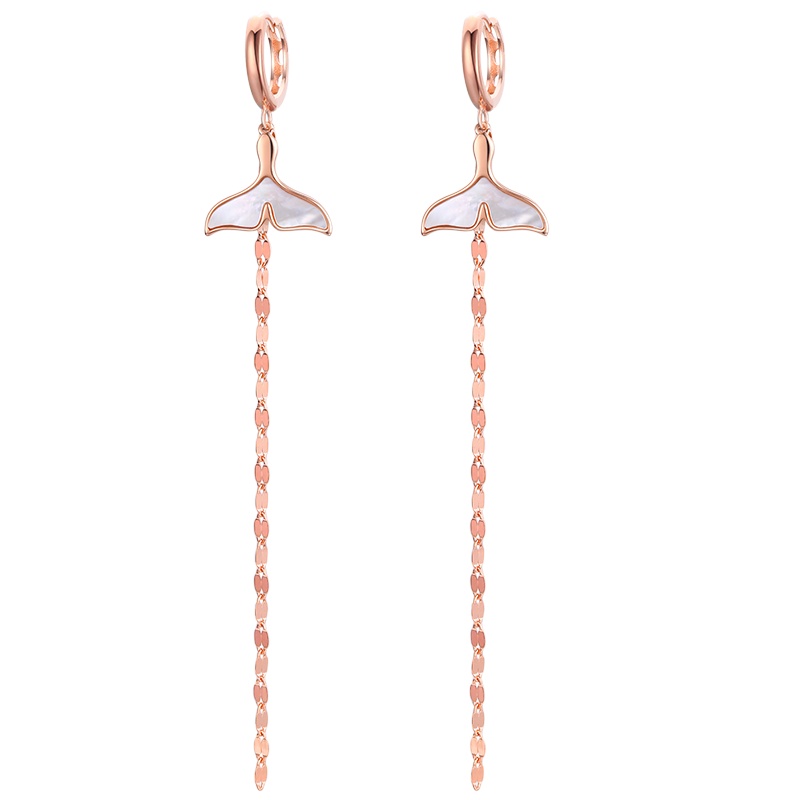 佰色传情鱼尾纯银耳饰耳坠仙气森系超仙耳钩长款流苏耳环新款潮