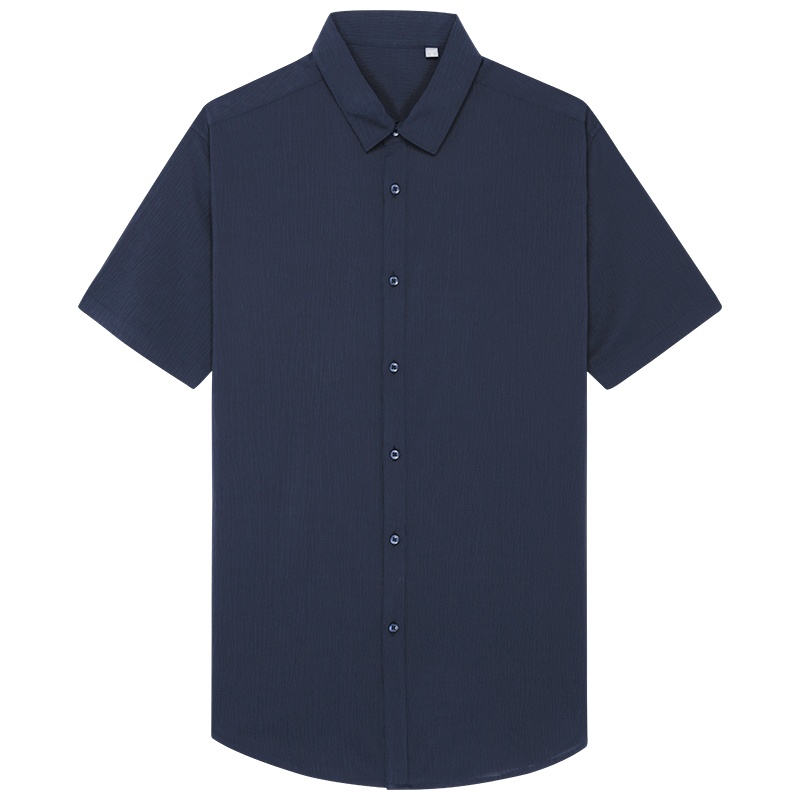 HODO红豆男装男士夏季短袖衬衫经典素色微弹褶皱肌理面料休闲舒适短袖衬衫男