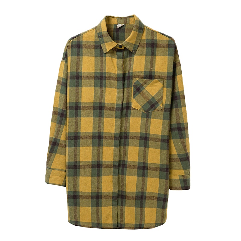 恒源祥女士衬衫2020秋新款格子衬衫女韩版宽松洋气长袖上衣外搭