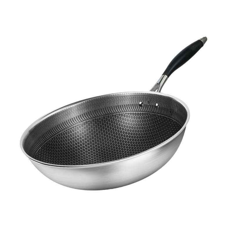德国康巴赫（KBH）持家款炒锅 304不锈钢蜂窝纹理防烫