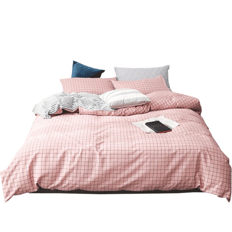 曼凝家纺 全棉纯色刺绣简约双人床单款被套四件套 长绒棉纯棉单人三件套AB版1.5/1.8/2.0床套件