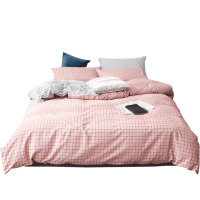 曼凝家纺 全棉纯色刺绣简约双人床单款被套四件套 长绒棉纯棉单人三件套AB版1.5/1.8/2.0床套件