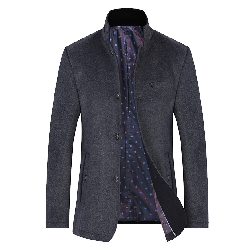 雅鹿男装毛呢大衣男立领修身男士大衣外套YL-804