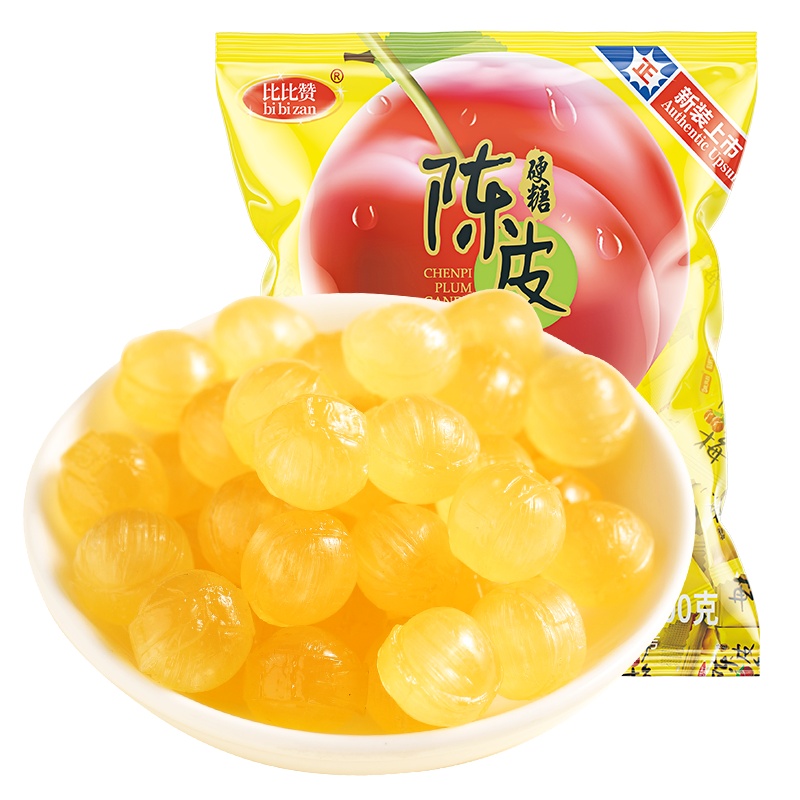 [满199减125元]比比赞陈皮糖硬糖 500g话梅糖酸甜怀旧休闲零食水果味喜糖散装糖果