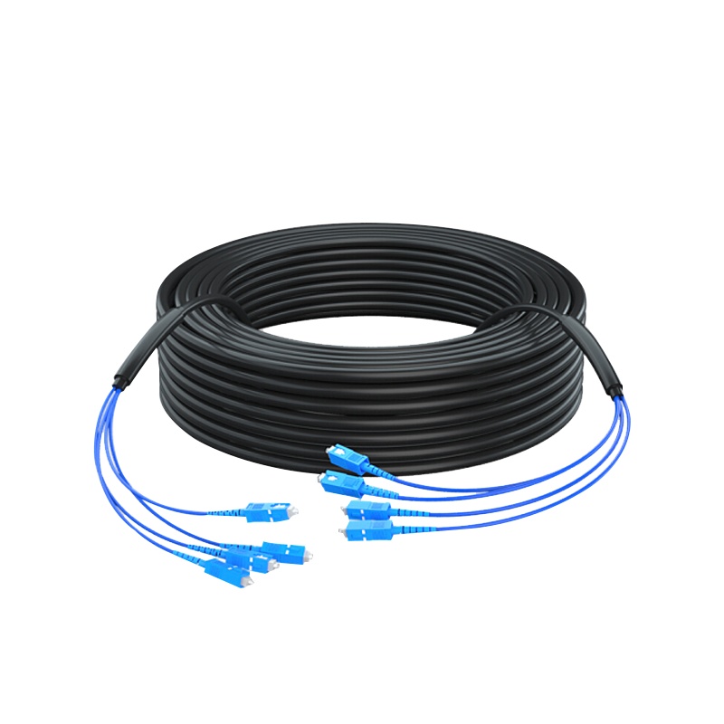 千天(QANTOP)室外SC-SC铠装光缆架空免熔接光纤跳线成品线电信级户外单模4芯网线延长监控传输光纤线1000米