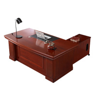 欧宝美老板桌办公桌油漆实木贴皮办公桌经理桌主管大班台弧形面