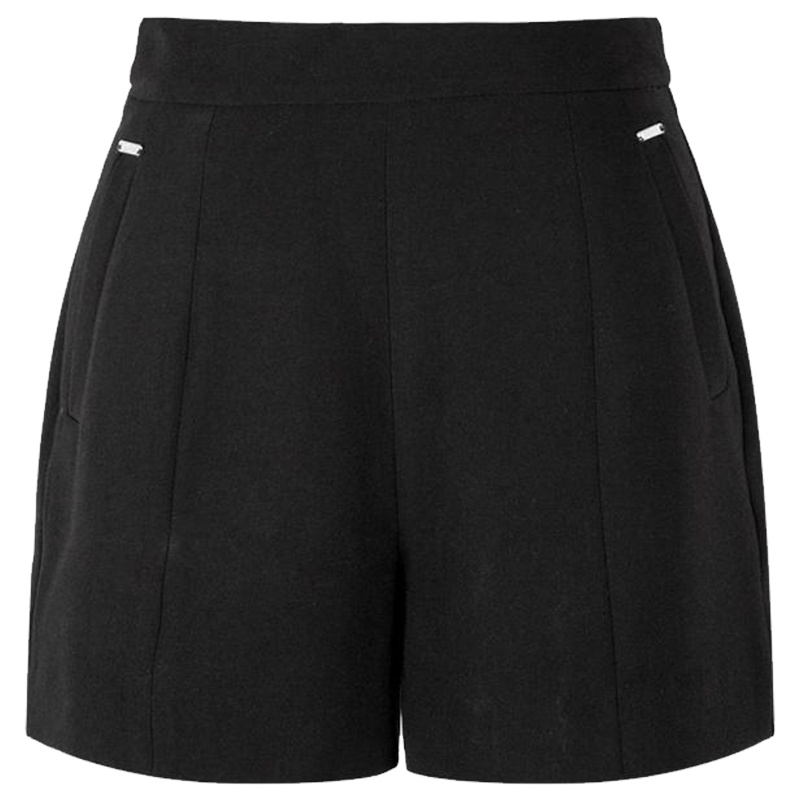 【热卖】拉夏贝尔2019夏季新款百搭通勤短裤直筒裤女士西装黑色韩版休闲裤