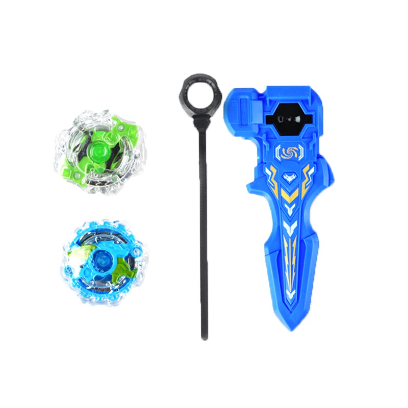 捷光玩具 儿童玩具男孩超变战斗陀螺爆旋对战魔幻拉线陀螺套装  [两个陀螺一个发射器 透明]