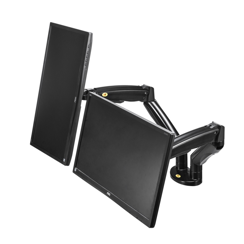 NB F195A 液晶电脑显示器支架 双屏多屏拼接旋转支架 桌面显示屏底座支架升降伸缩 气压弹簧架 22-32英寸 黑