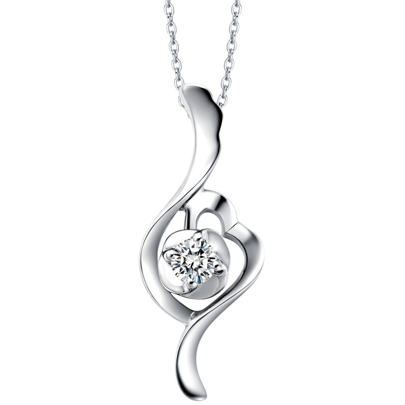 周大福珠宝首饰时尚PT950铂金/白金钻石吊坠定价A133556