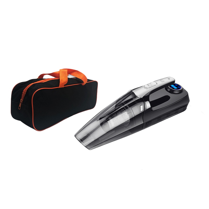 无线车载四合一吸尘器手持无线吸尘器家车两用吸尘器便携式预设胎压充气泵无线自动充停打气泵 四合一无线数显黑色+包