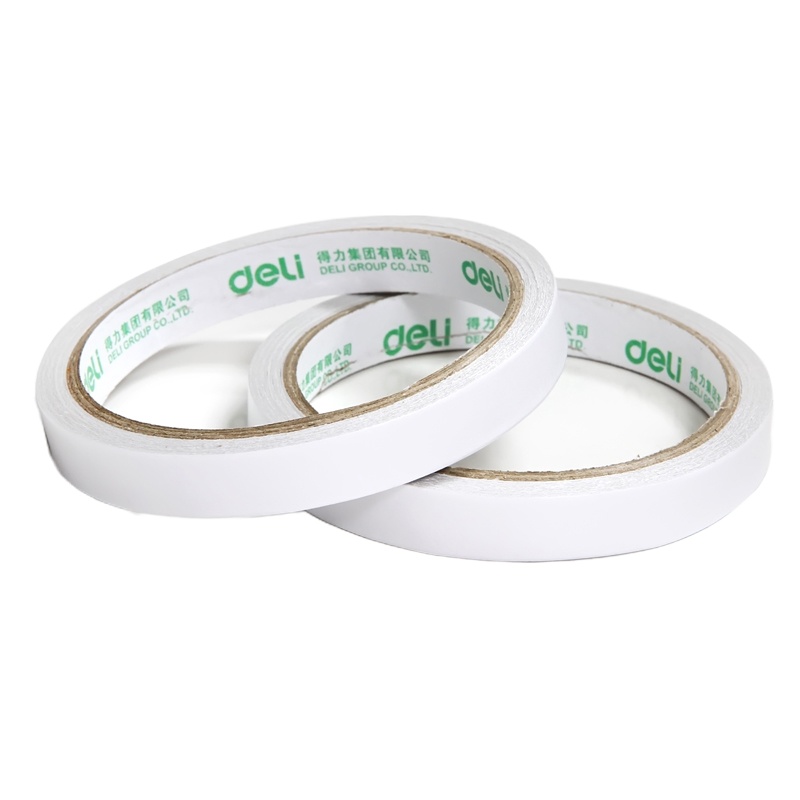 得力30401棉纸双面胶带12mm*10y*80um(白)(12卷/袋) GD