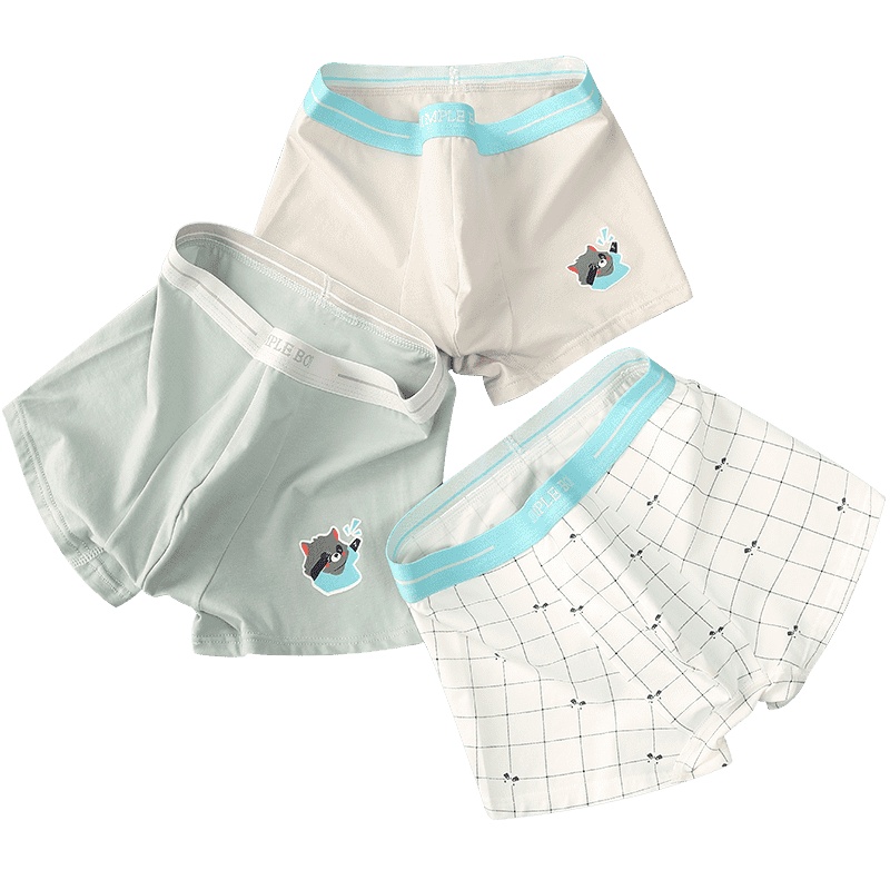 红豆儿童A类男童抑菌内裤棉莫中大童平角内裤三条装