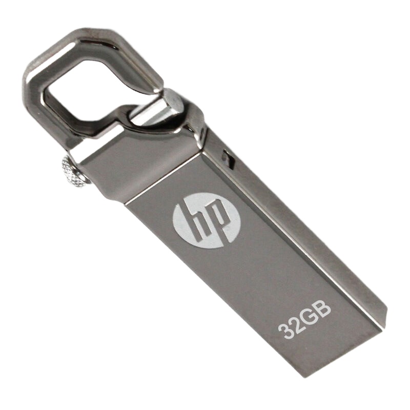 惠普(HP)32GB USB2.0 U盘 v250w 金属黑 安全金属钩头车载/电脑两用优盘