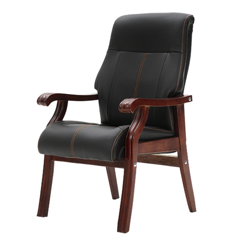 欧宝美实木电脑会议职员培训办公椅家用皮质人体工学椅KJX-C812