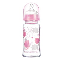 Baby-Nova婴乐之星婴儿宽口玻璃奶瓶-230ml(81008- 粉红蝴蝶)