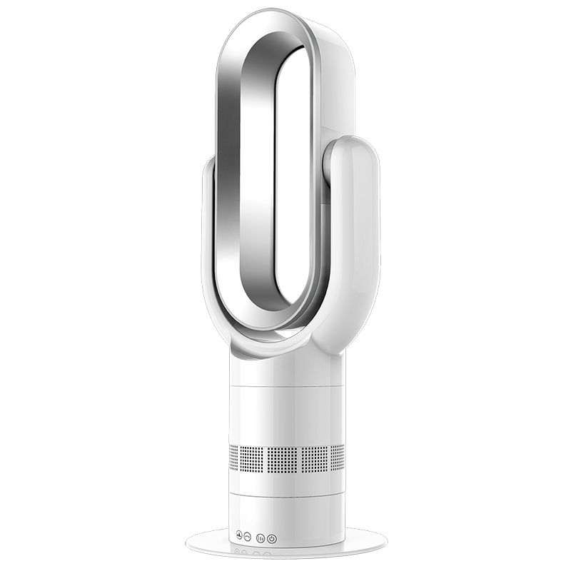 美国格库(GRECOOK)Q8白银色 无叶风扇家用办公冷暖两用摇头扇柔和静音遥控版循环扇节能省电风扇塔扇远程遥控触摸屏式