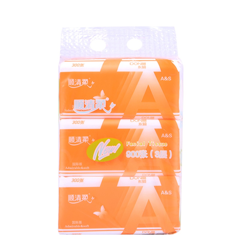 顺清柔 抽纸 三层100抽小规格抽取式面巾纸纸巾国产