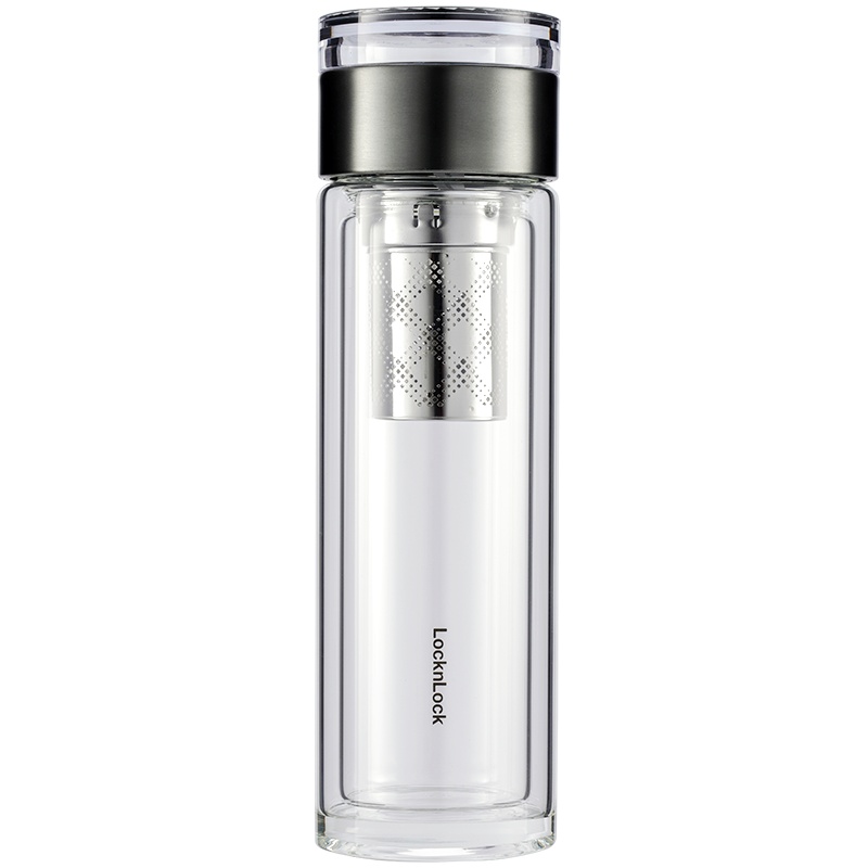 乐扣乐扣(LOCK&LOCK)茶仓双层商务杯LLG599茶水分离420ml透明玻璃杯