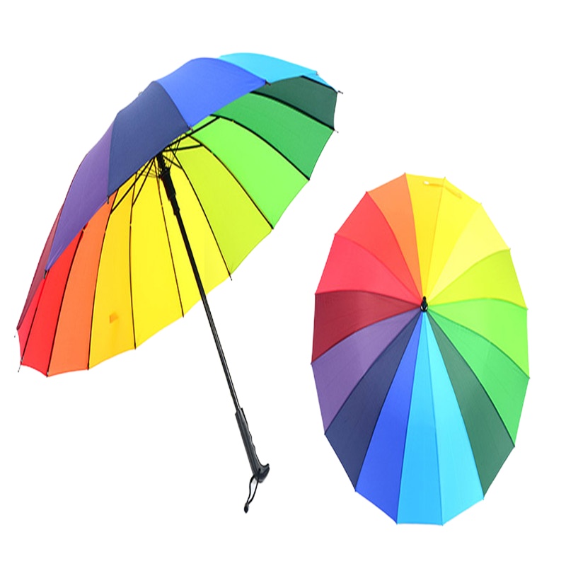 雨伞16股直杆彩虹伞 100起订