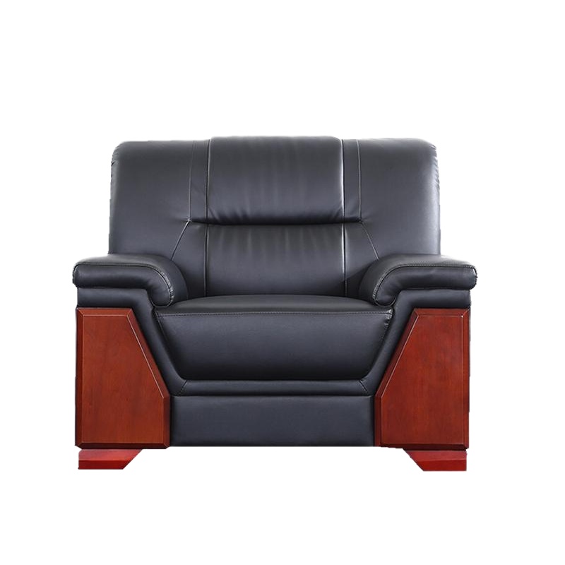 欧宝美办公沙发商务洽谈实木扶手接待会客沙发皮艺沙发一套