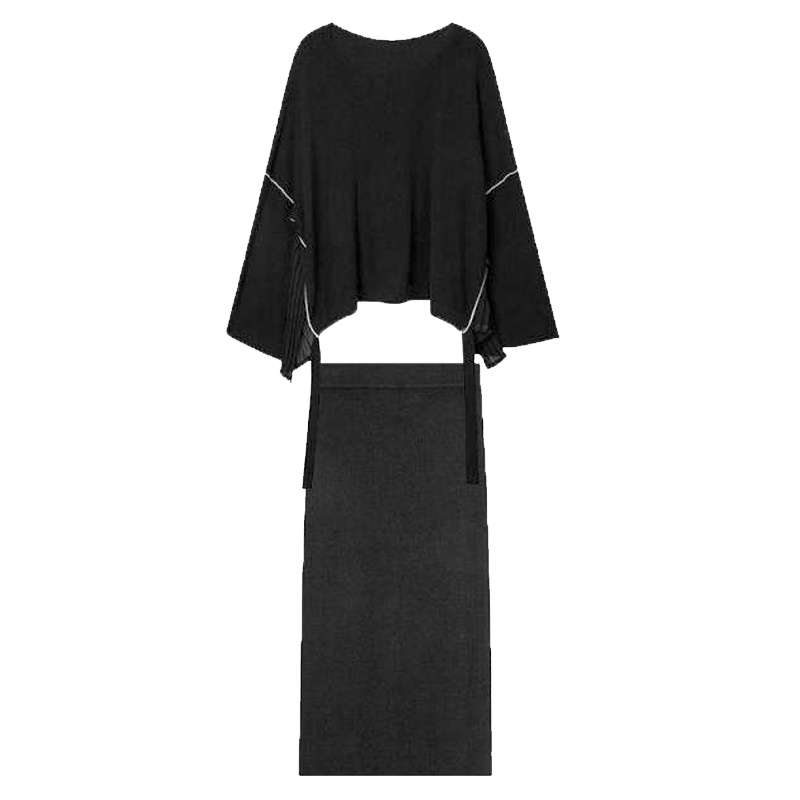 拉夏贝尔设计感宽松衬衫半身裙两件套女秋季长袖衬衣时尚套装女士10018199