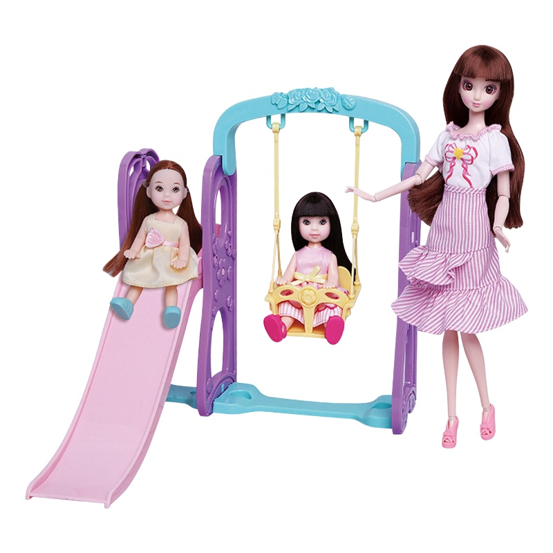 安丽莉娃娃套装大礼盒女孩公主洋娃娃换装衣服过家家玩具女孩公园秋千滑梯66053童梦游乐园