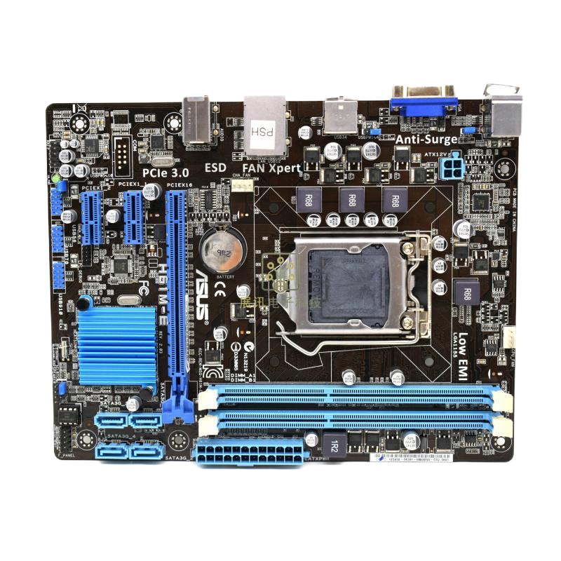 RHM 华硕电脑主板 H61M-E 1155针H61主板 全固态MATX VGA支持22NM I5