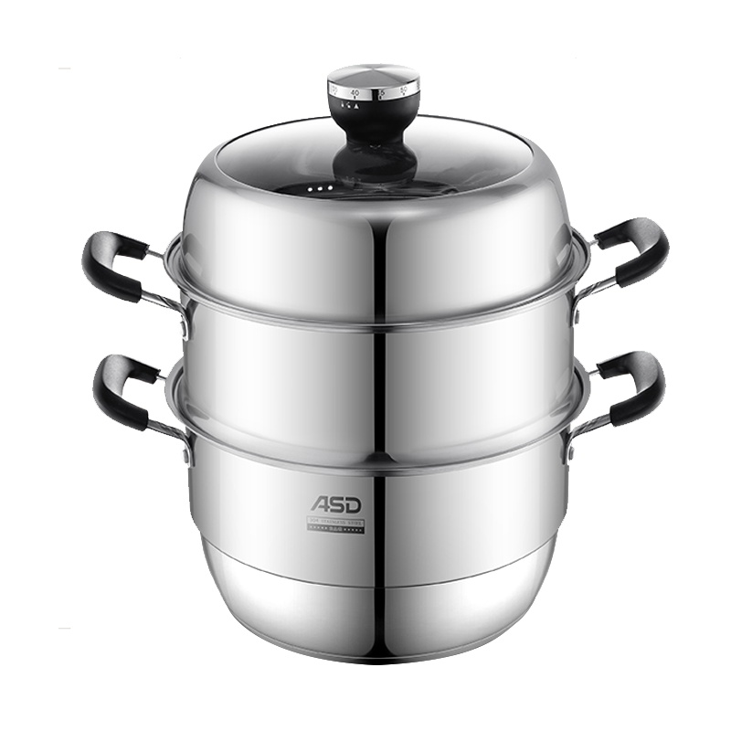 爱仕达 蒸锅 不串味定时三层蒸锅304不锈钢复底蒸锅明火通用 ZS30D1Q