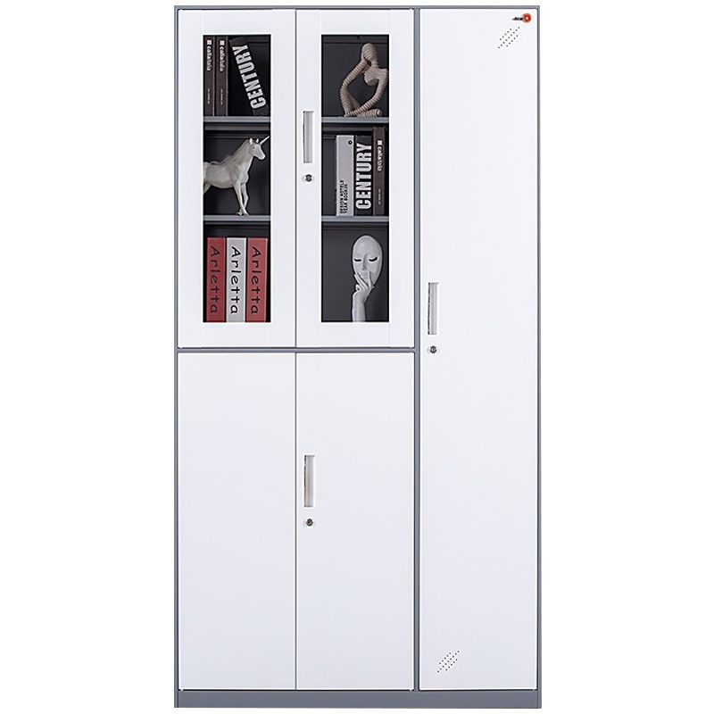 创世人 办公家具更衣柜员工柜铁皮柜储物柜家用工具柜更衣室衣柜带锁具 5门+文件柜 拆装 灰白套色