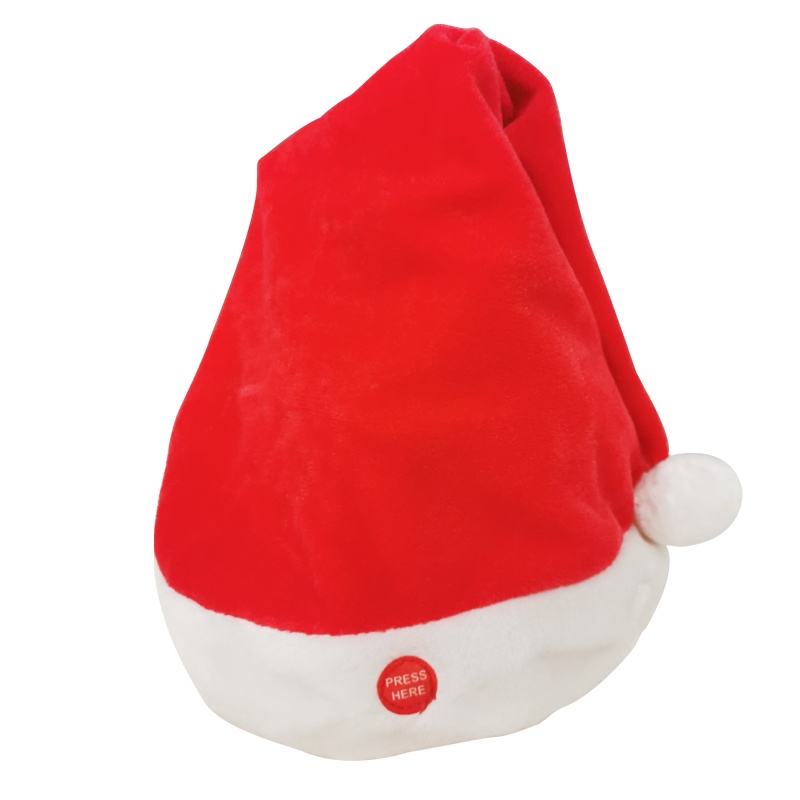 圣诞节圣诞帽子优质绒布儿童成人圣诞帽圣诞老人帽发声会跳舞男生女生装饰品玩具